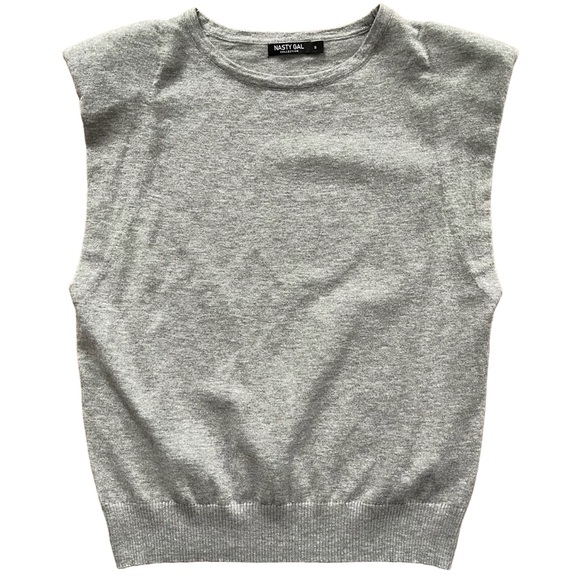 Nasty Gal Tops - Nasty Gal Structured Shoulder Knit Top Grey Sleeveless Vest